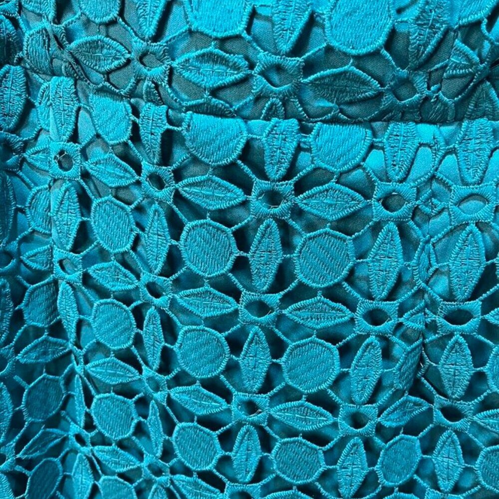Petal & Pup Teal Strapless Crochet Midi Dress - Picture 2 of 8